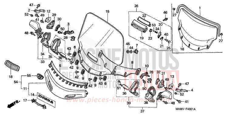 WIND SCREEN (GL1500SE) de Goldwing PEARL MERCED GREEN (G167G) de 2000