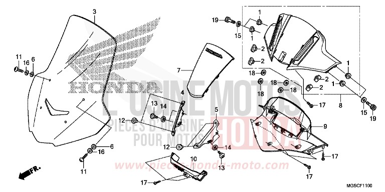 VISIERE DES INSTRUMENTS/PARE-BRISE de Integra MAT GUNPOWDER BLACK METALLIC (NH436) de 2013