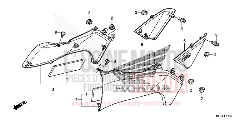 PANNEAU LATERAL de Integra MAT GUNPOWDER BLACK METALLIC (NH436) 2013