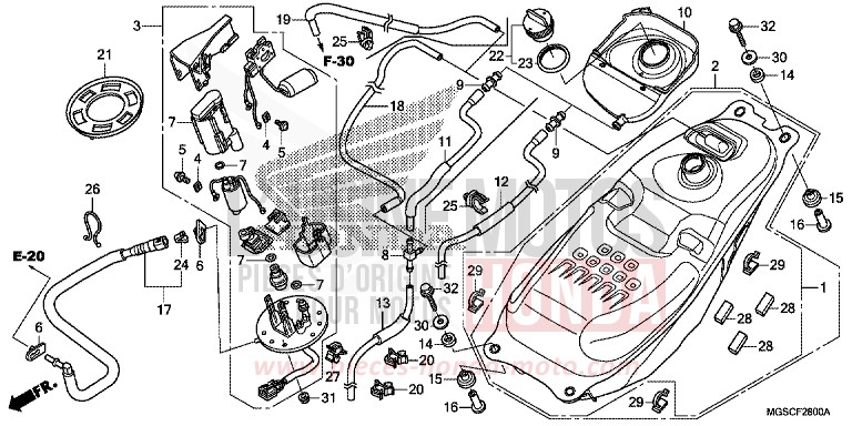 RESERVOIR A CARBURANT/POMPE A CARBURANT de Integra MAT GUNPOWDER BLACK METALLIC (NH436) 2013