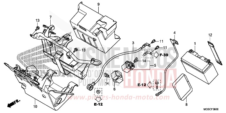 BATTERIE de Integra MAT GUNPOWDER BLACK METALLIC (NH436) de 2013