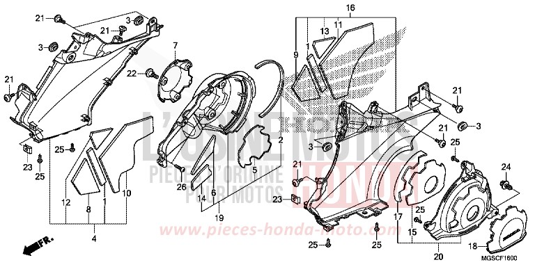 PANNEAU MARCHE/FLASQUE DE MOTEUR de Integra PEARL SUNBEAM WHITE (NHA66) 2013