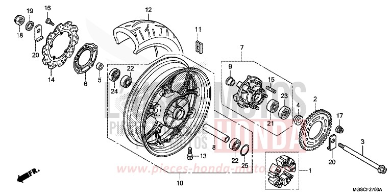 ROUE ARRIERE de Integra PEARL SUNBEAM WHITE (NHA66) 2013