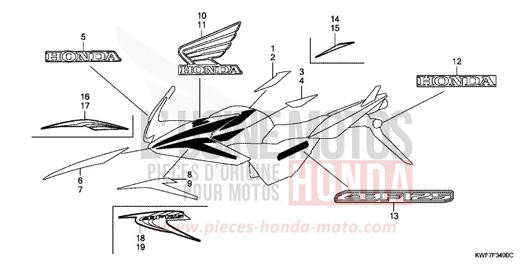 MARQUE/RAYURE de CBF125 SPORTS RED (R321) 2010