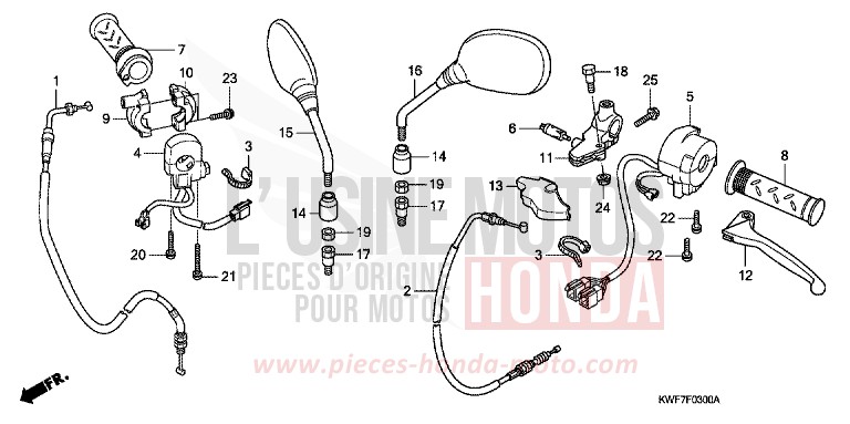 LEVIER DE GUIDON/COMMUTATEUR/CABLE de CBF125 VIRTUOUS WHITE (NHB16) 2010