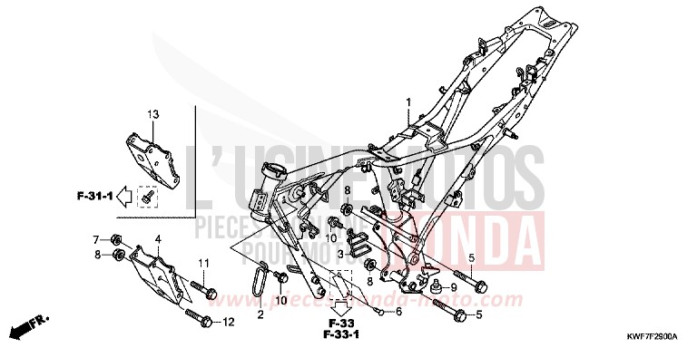 CARROSSERIE DE CHASSIS de CBF125 VIRTUOUS WHITE (NHB16) 2010