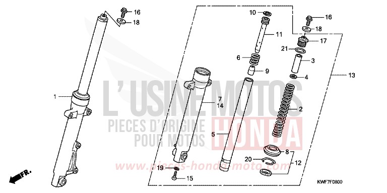 FOURCHETTE AVANT de CBF125 PEARL SIENA RED (R320) de 2013