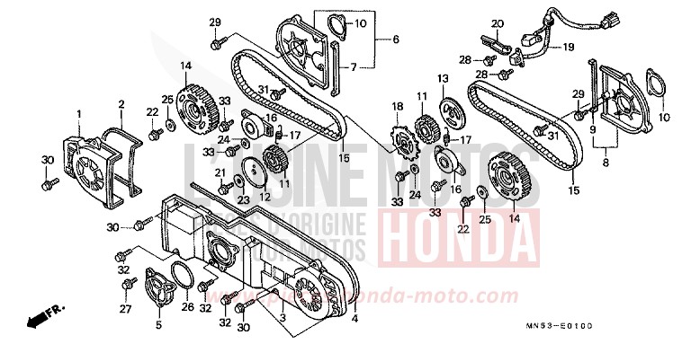 GAINE DE PROTECTION AVANT/COURROIE DE DISTRIBUTION de Goldwing CANDY SPECTRA RED (R176) 1992