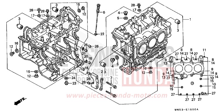 BLOC-CYLINDRES de Goldwing CANDY SPECTRA RED (R176) 1992