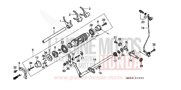 TAMBOUR DE CHANGEMENT/FOURCHETTE DE SELECTION de Goldwing CANDY SPECTRA RED (R176) 1992