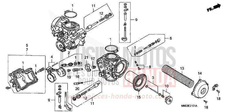 CARBURATEUR (PIECES CONSTITUTIVES) de Goldwing CANDY SPECTRA RED (R176) 1992