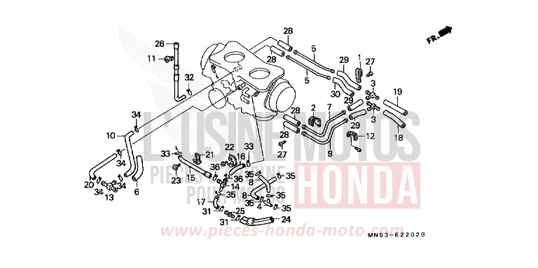 TUBULURE (1) (GL1500L/AM/SEM/AN/SEN) de Goldwing CANDY SPECTRA RED (R176) 1992