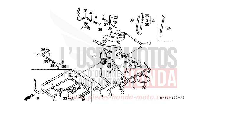 TUBULURE (7) de Goldwing CANDY SPECTRA RED (R176) de 1992