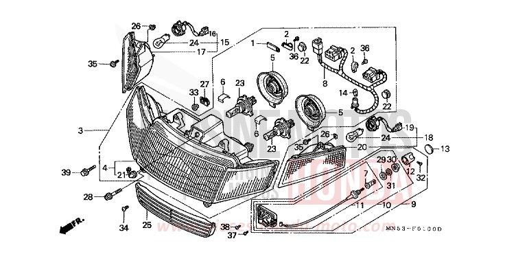 PROJECTEUR (1) de Goldwing CANDY SPECTRA RED (R176) 1992