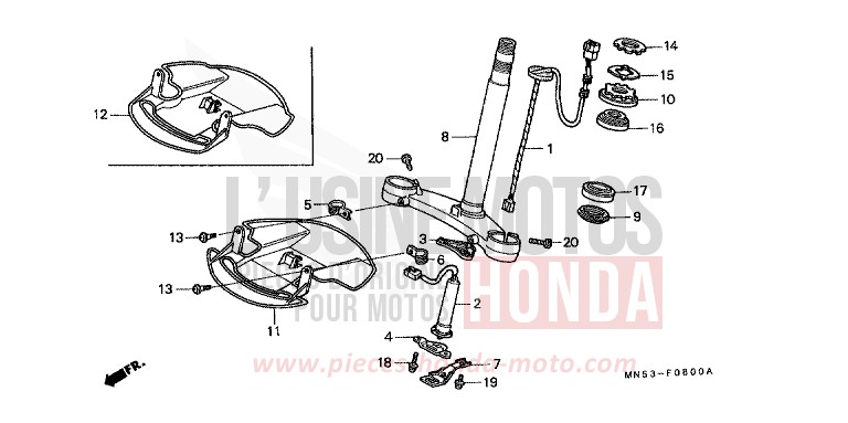 TIGE DE DIRECTION de Goldwing CANDY SPECTRA RED (R176) 1992