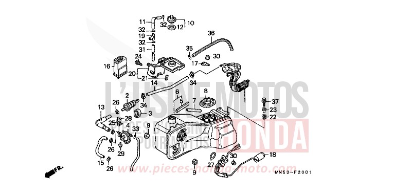 RESERVOIR A CARBURANT/POMPE A CARBURANT (GL1500AN/SEN) de Goldwing CANDY SPECTRA RED (R176) 1992