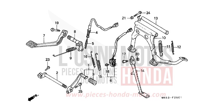 PEDALE/BEQUILLE (GL1500AN/SEN) de Goldwing CANDY SPECTRA RED (R176) 1992