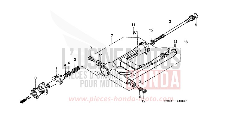 BRAS OSCILLANT/ARBRE DE TRANSMISSION de Goldwing CANDY SPECTRA RED (R176) de 1992