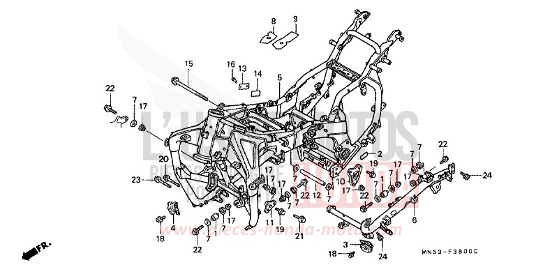 CARROSSERIE DE CHASSIS de Goldwing CANDY SPECTRA RED (R176) 1992