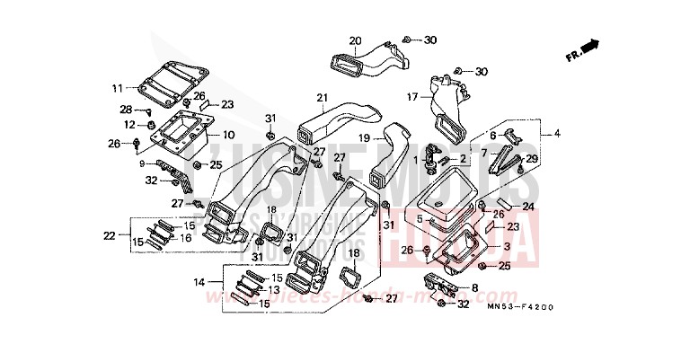 POCHE DE CARENAGE/CONDUIT D'AIR de Goldwing CANDY SPECTRA RED (R176) 1992