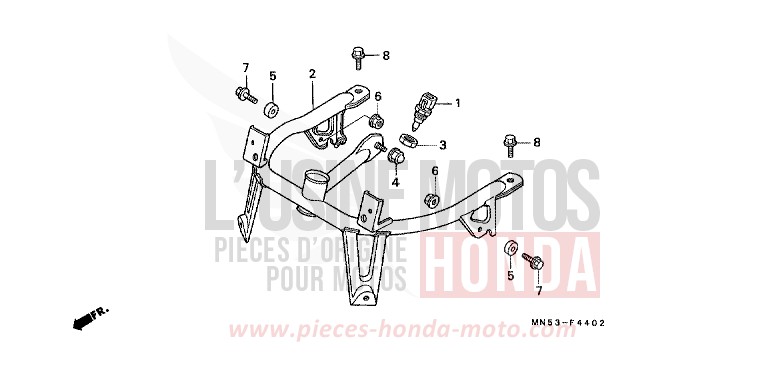 SOUTIEN DE CAPOT (GL1500AN/SEN) de Goldwing CANDY SPECTRA RED (R176) de 1992