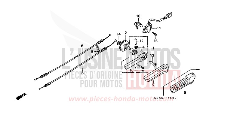 BARRE RENVERSEMENT MARCHE/CABLE DE MARCHE ARRIERE de Goldwing CANDY SPECTRA RED (R176) de 1992