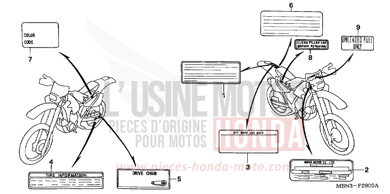 ETIQUETTE DE PRECAUTIONS de XR650R FIGHTING RED (R134) 2001