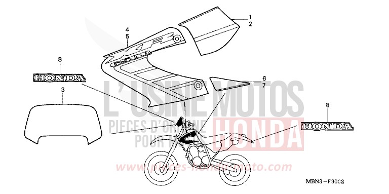 RAYURE (XR650R2) de XR650R FIGHTING RED (R134) 2002