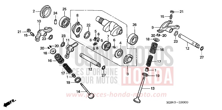 ARBRE A CAMES/SOUPAPE de XR650R FIGHTING RED (R134) 2003