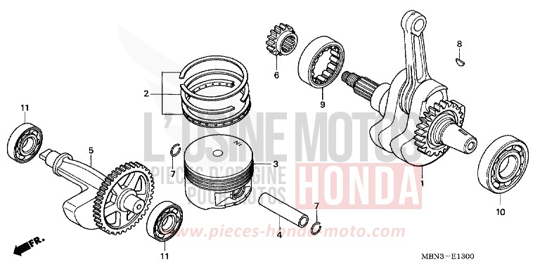 VILEBREQUIN/PISTON de XR650R FIGHTING RED (R134) de 2003