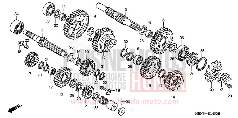 BOITE DE VITESSES de XR650R FIGHTING RED (R134) 2003