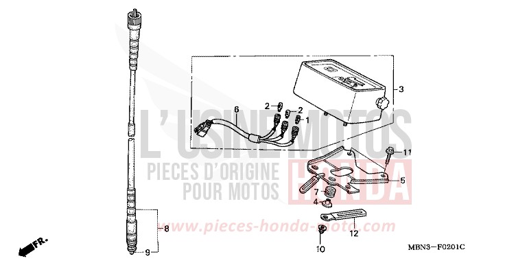 COMPTEUR (DK/ED/U) de XR650R FIGHTING RED (R134) 2003
