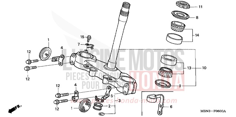 TIGE DE DIRECTION de XR650R FIGHTING RED (R134) 2003