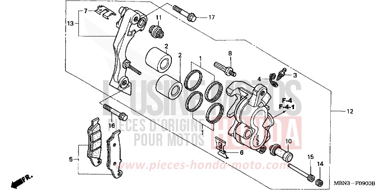 ETRIER DE FREIN AVANT (CM/DK/ED) de XR650R FIGHTING RED (R134) 2003