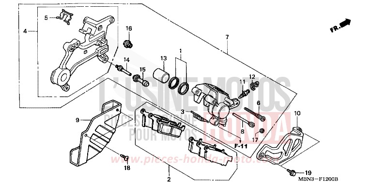 ETRIER DE FREIN ARRIERE de XR650R FIGHTING RED (R134) 2003
