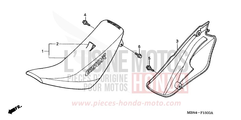 SIEGE/COUVERCLE LATERAL D. de XR650R FIGHTING RED (R134) 2003