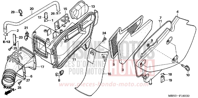 FILTRE A AIR de XR650R FIGHTING RED (R134) 2003