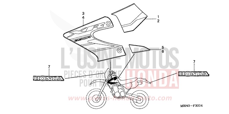 RAYURE (XR650R4) de XR650R FIGHTING RED (R134) 2004