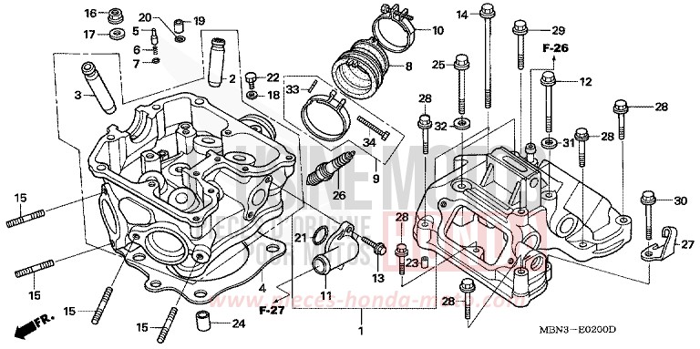 CULASSE de XR650R FIGHTING RED (R134) 2005