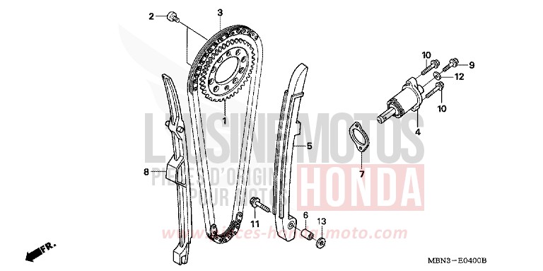 CHAINE A CAMES/TENDEUR de XR650R FIGHTING RED (R134) de 2005