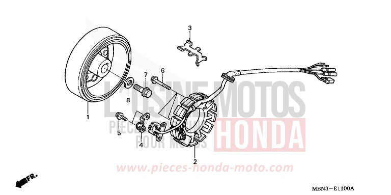 GENERATRICE de XR650R FIGHTING RED (R134) de 2005