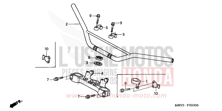 TUYAU DE GUIDON/PONT SUPERIEUR de XR650R FIGHTING RED (R134) 2005