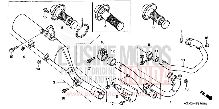 SILENCIEUX D'ECHAPPEMENT de XR650R FIGHTING RED (R134) 2005