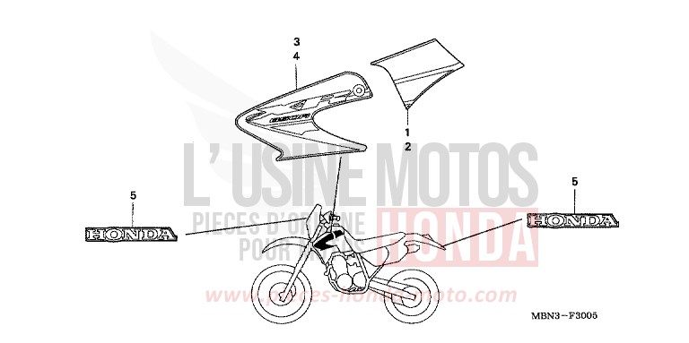 RAYURE (XR650R5) de XR650R FIGHTING RED (R134) de 2005