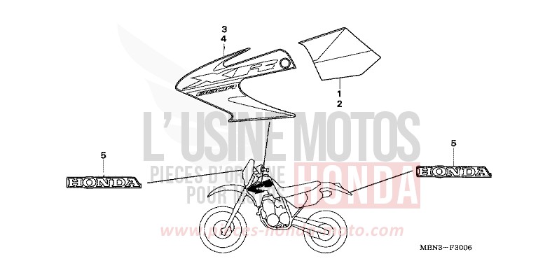RAYURE (XR650R6) de XR650R FIGHTING RED (R134) 2006