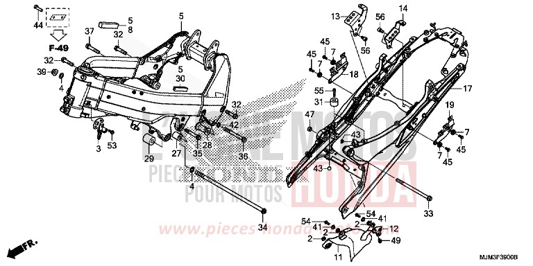 CARROSSERIE DE CHASSIS de VFR800F DARKNESS BLACK METALLIC (NH463) 2014