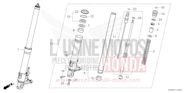 FOURCHETTE AVANT de VFR800F PEARL GLARE WHITE (NHB53) 2014