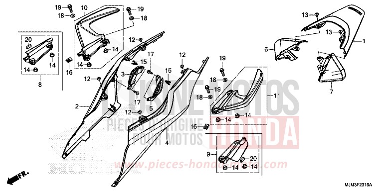 CAPOT ARRIERE de VFR800F PEARL GLARE WHITE (NHB53) 2014