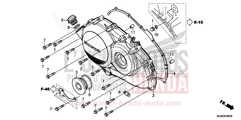 PANNEAU CARTER-MOTEUR D. de VFR800F VICTORY RED (R334) 2014
