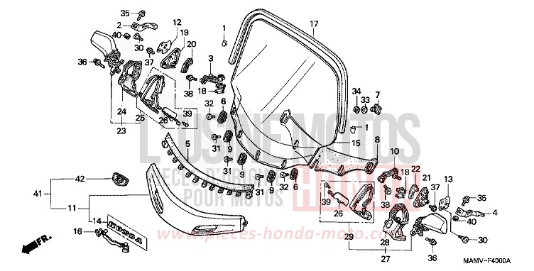 WIND SCREEN (GL1500A) de Goldwing CANDY SPECTRA RED (R176) de 1997